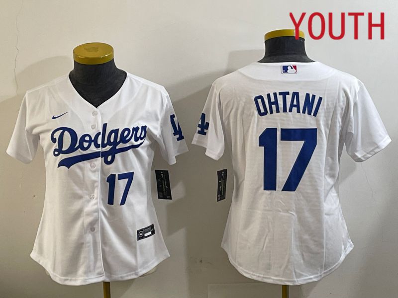 Youth Los Angeles Dodgers #17 Ohtani White Game 2024 Nike MLB Jersey style 11204->youth mlb jersey->Youth Jersey